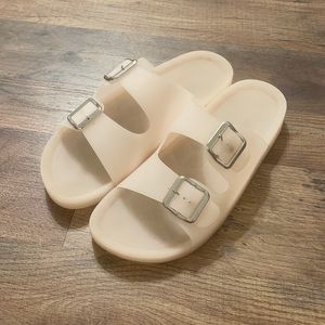 Nude Slip On Sandals